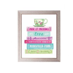 Jane Austen Book Stack Print
